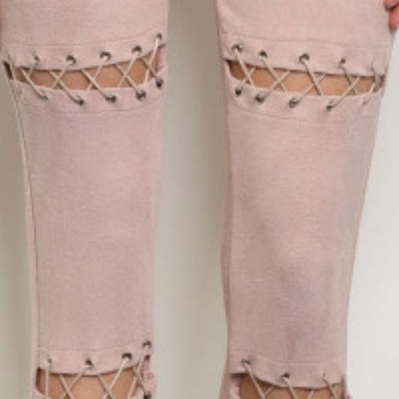 BLUSH LACE UP PANTS - Picture 3 of 3